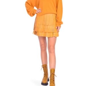 RTA ROAD TO AWE  Marcela Fringe Skirt in Honey SPL